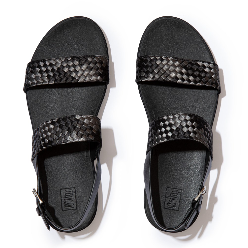 Fitflop Barra Silky-Weave Back-Strap - Bayan Sandalet Siyah - 12HYUZEGX