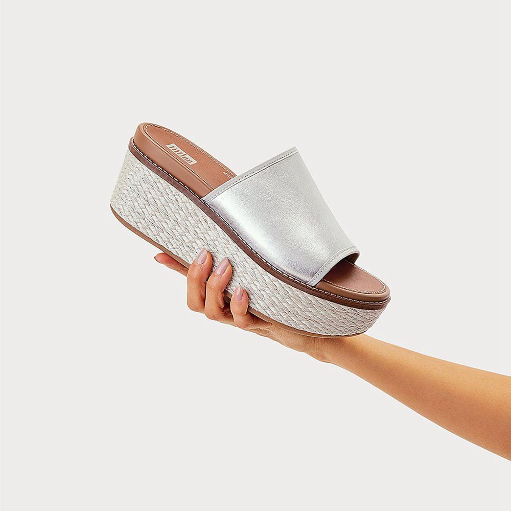 Fitflop Eloise Mixed-Metallics Slides - Bayan Wedge Gümüş - 68KPTBFAU