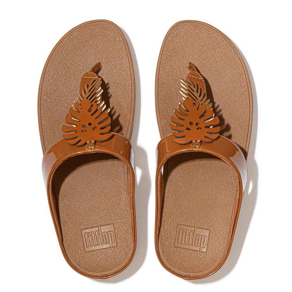 Fitflop Fino Jungle-Leaf Patent - Bayan Sandalet Kahverengi - 85WAZLBNH