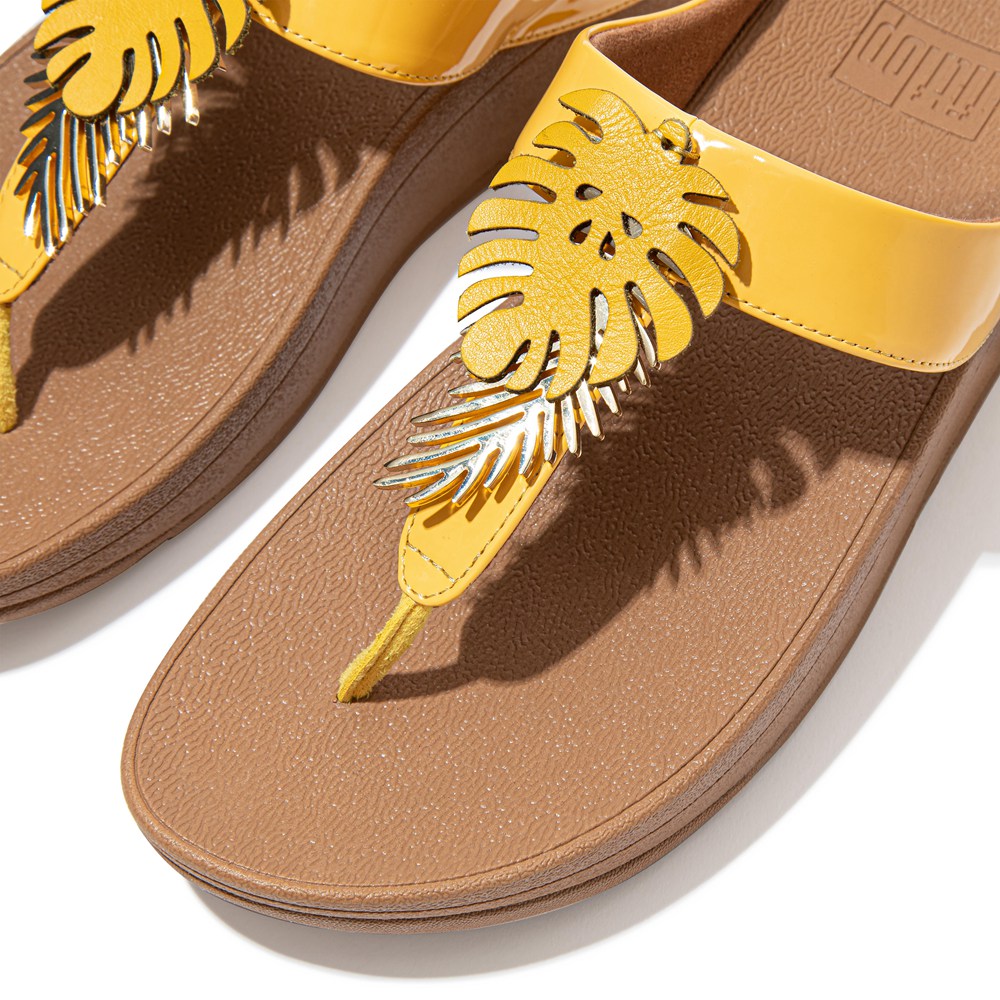 Fitflop Fino Jungle-Leaf Patent - Bayan Sandalet Sarı - 13NFYVTZH