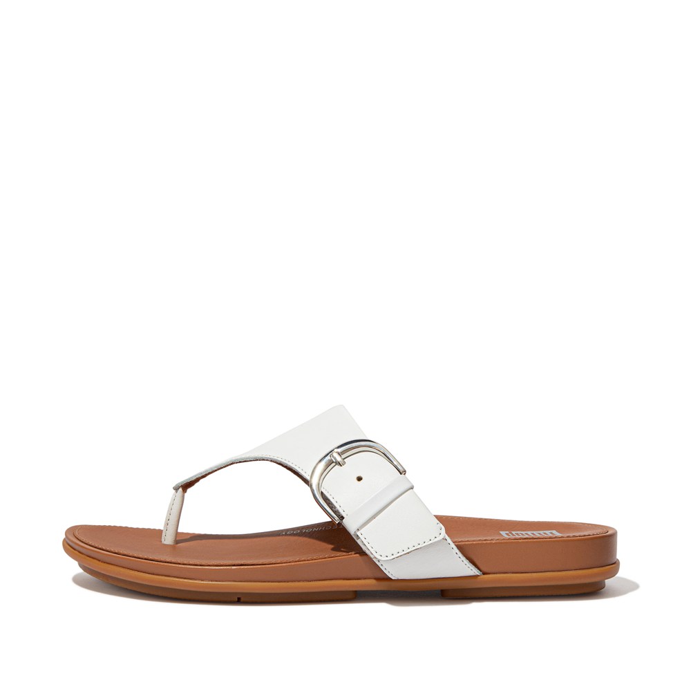 Fitflop Gracie Buckle Deri Toe-Post - Bayan Sandalet Beyaz - 91NKQSWXL