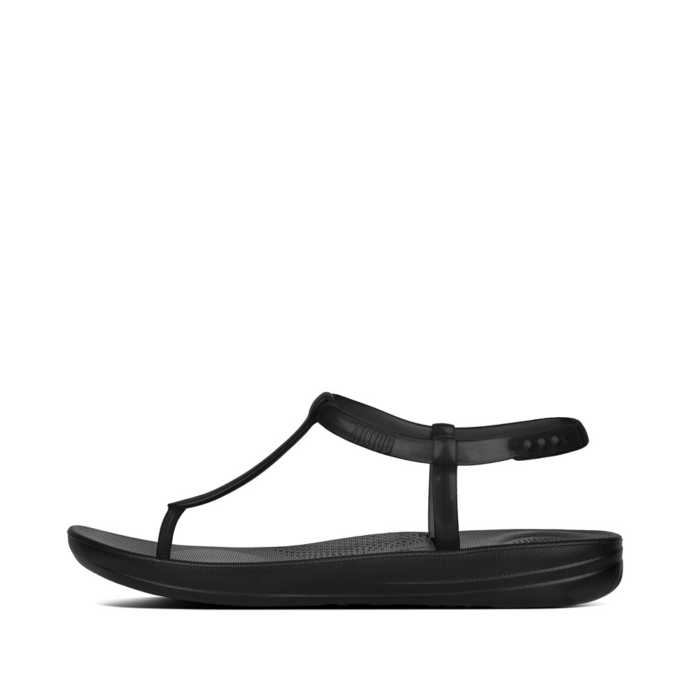 Fitflop Iqushion Splash Pearlised Back-Strap - Bayan Sandalet Siyah - 74NRIZXDT