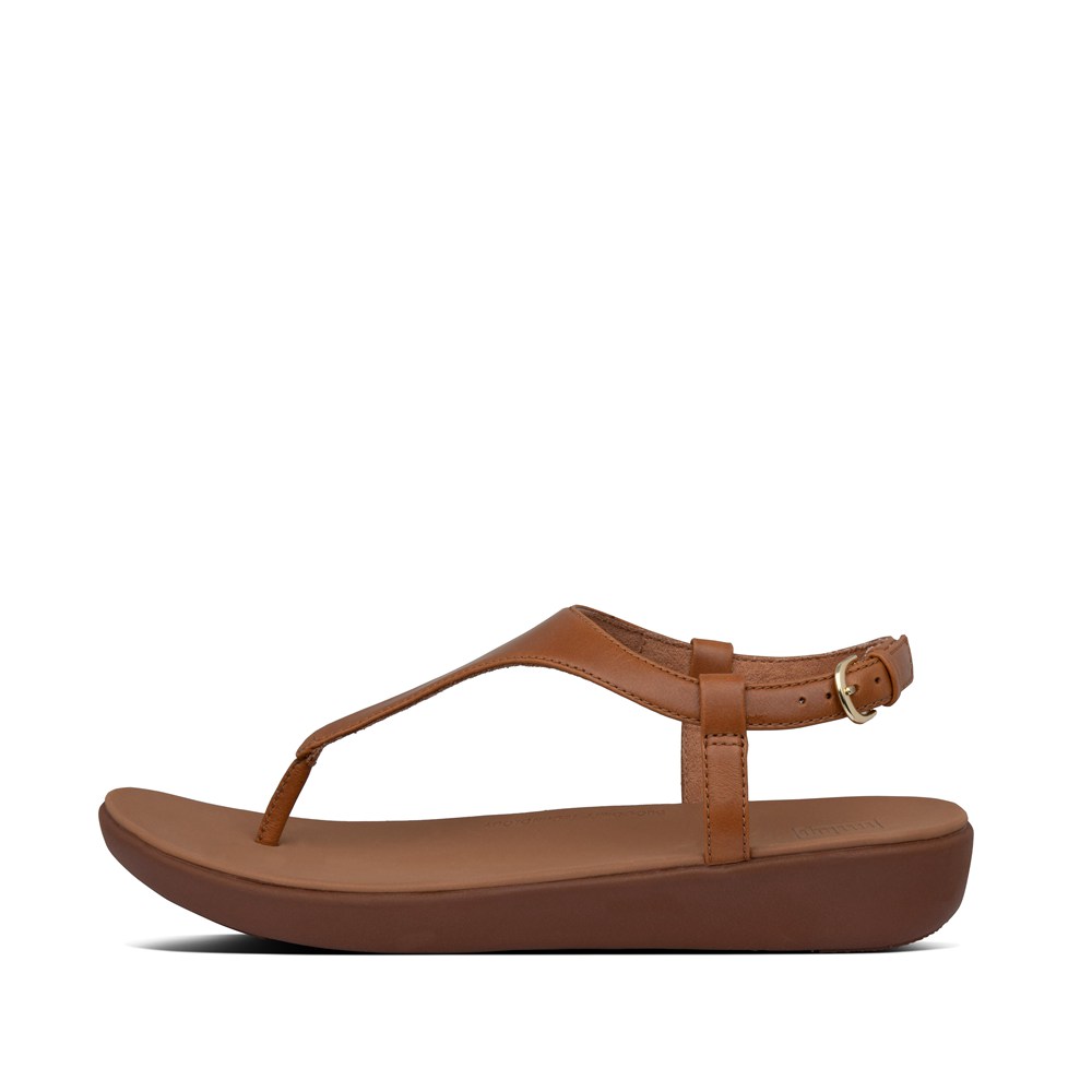 Fitflop Lainey Deri Back-Strap - Bayan Sandalet Kahverengi - 91QUVALRW