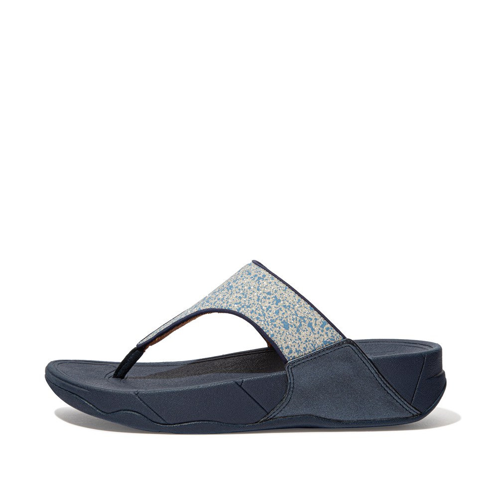 Fitflop Lulu Shimmer Toe-Post - Bayan Sandalet Lacivert - 34CVPDHZL