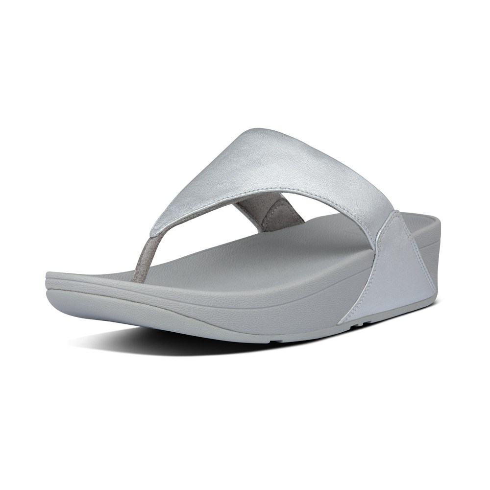 Fitflop Lulu Deri Toe-Post - Bayan Sandalet Gümüş - 43XZVQSWH