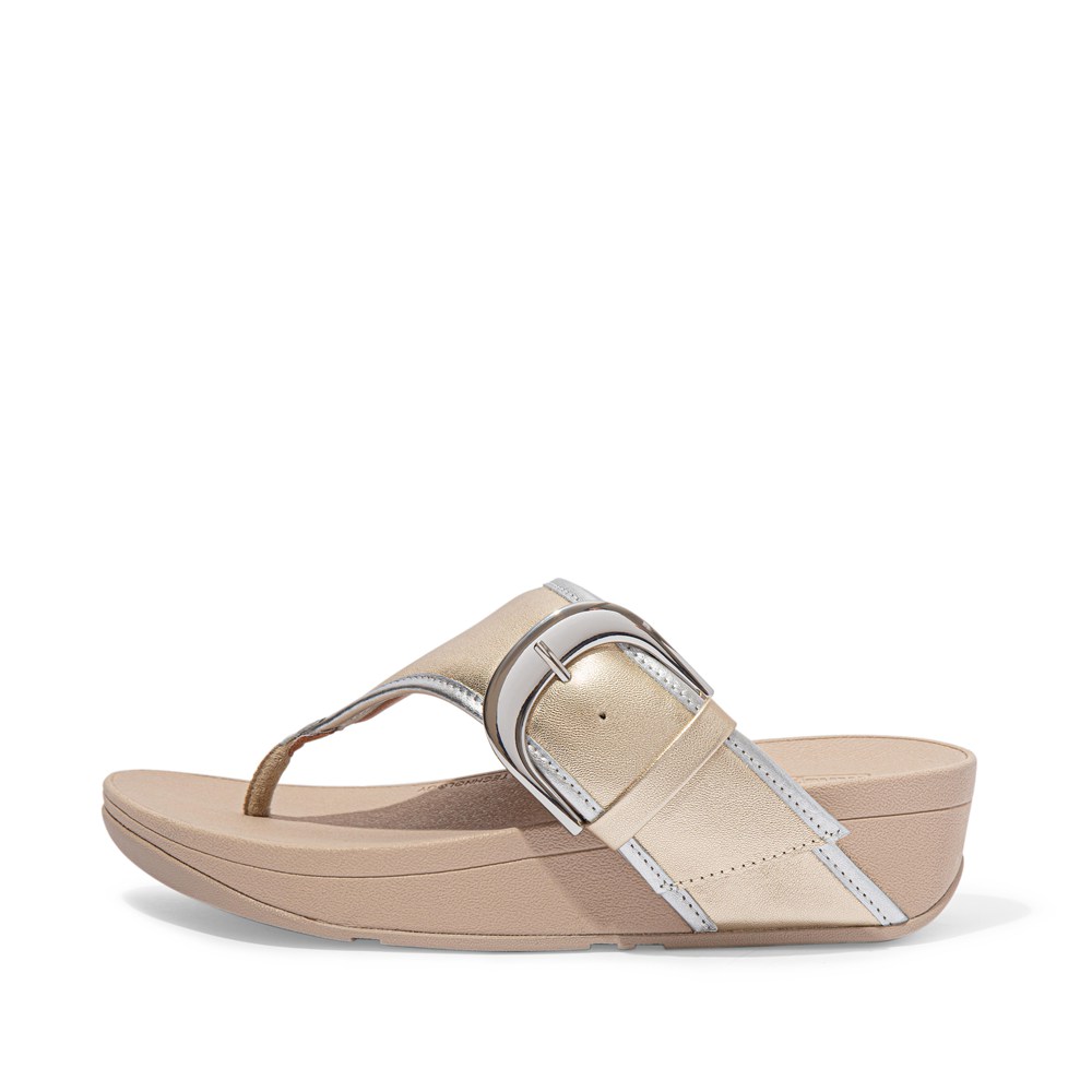 Fitflop Olive Mixed-Metallics Toe-Post - Bayan Sandalet Altın - 69BQHRSIF