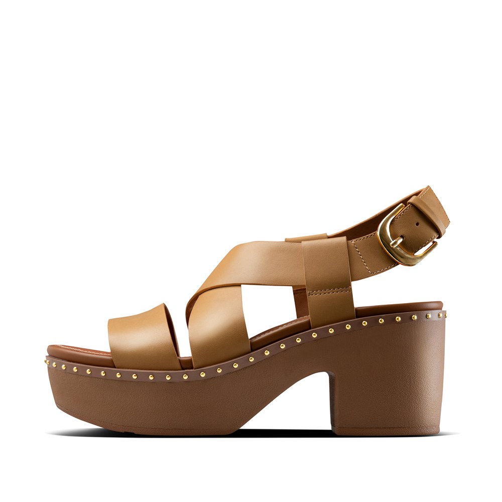 Fitflop Pilar Deri Back-Strap - Bayan Platforms Haki - 28WRCSZNE