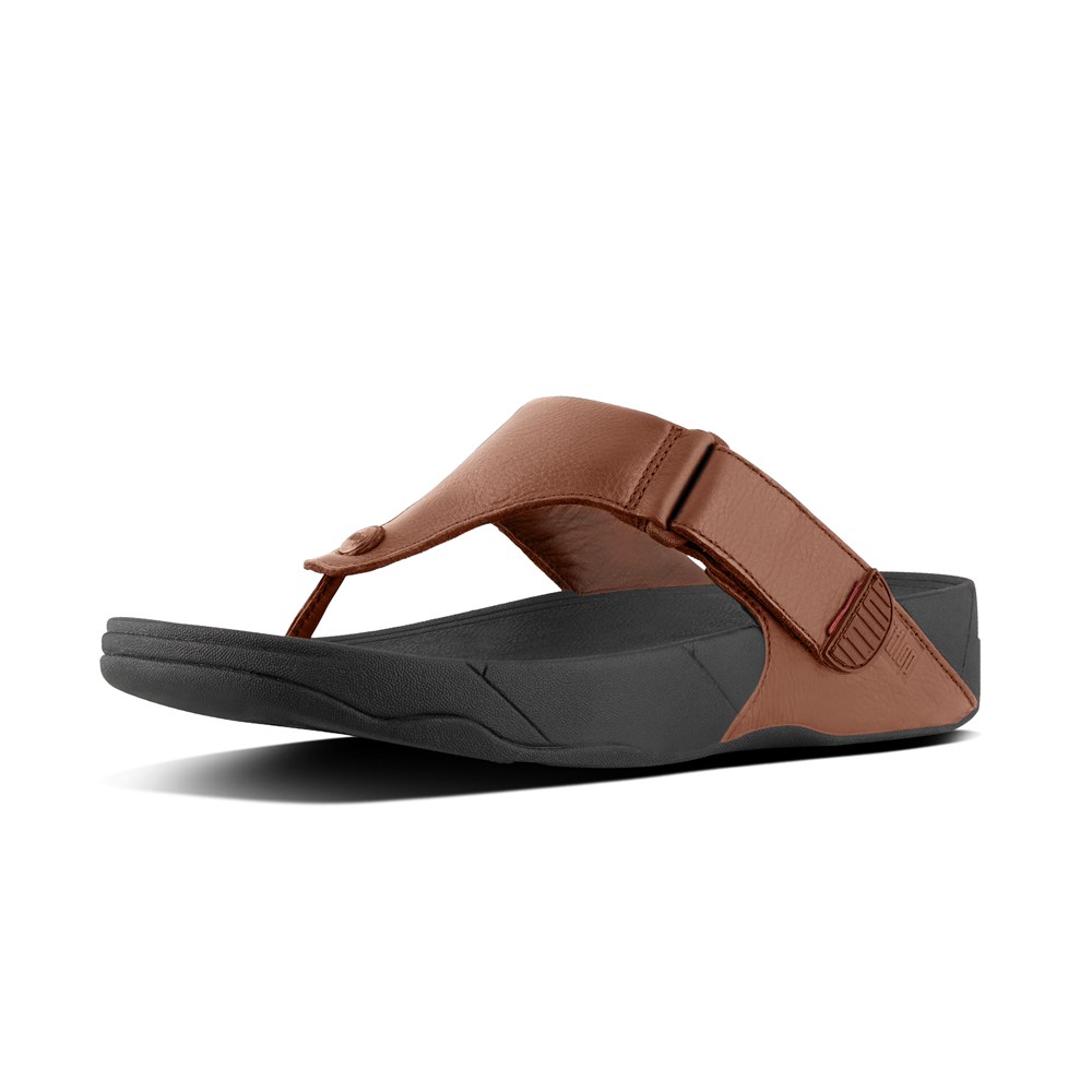 Fitflop Trakk Ii Deri - Erkek Parmak Arası Terlik Kahverengi/Siyah - 85HOPFMJG