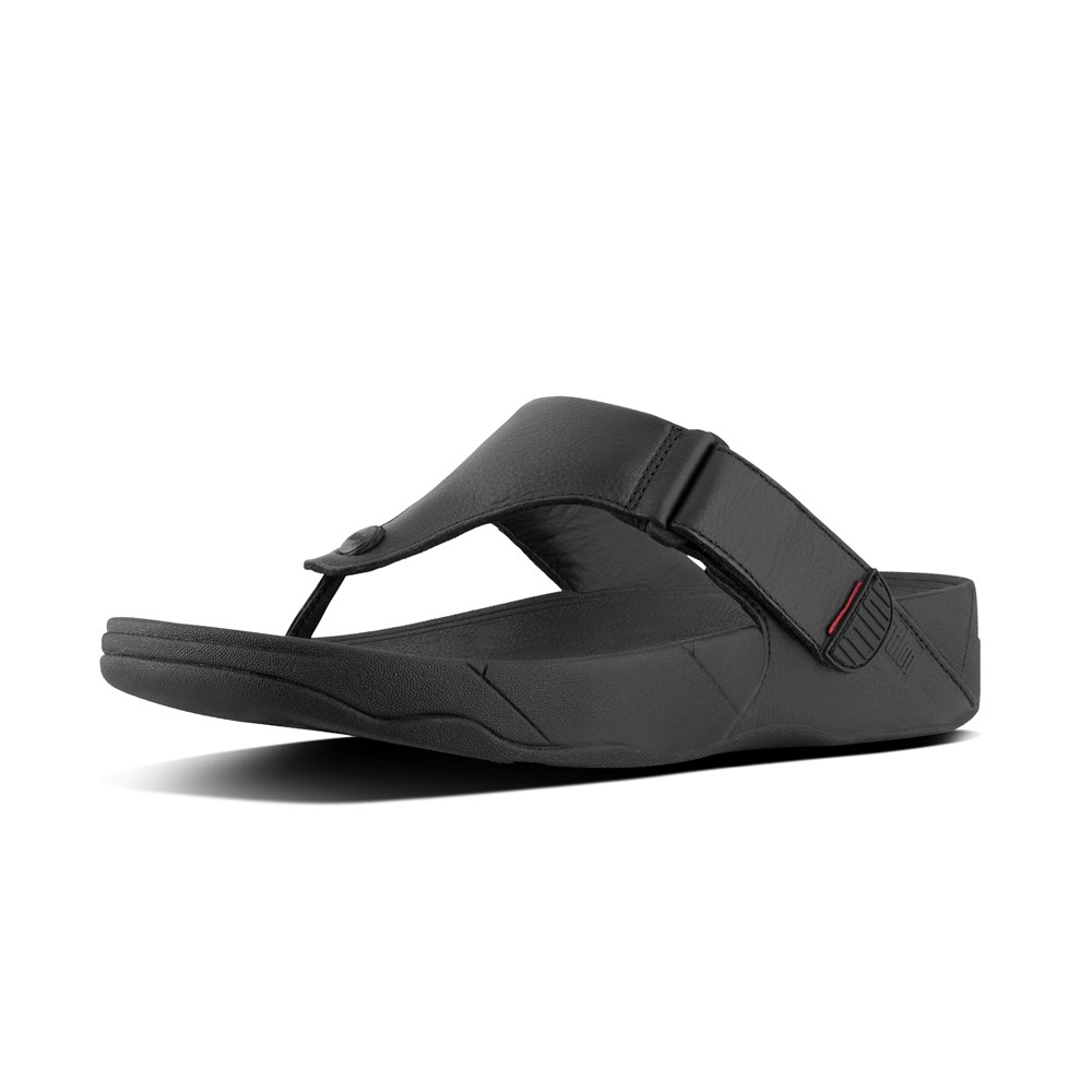 Fitflop Trakk Ii Deri Toe-Post - Erkek Sandalet Siyah - 38FZQPAGN